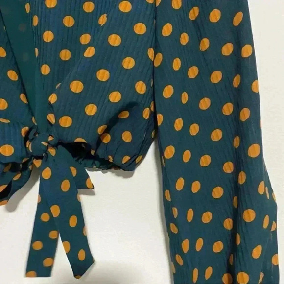 Revolve House of Harlow Polka Dot Long Sleeve Cropped Blouse Small - Picture 4 of 5
